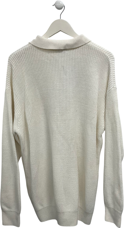 Topman White Knitted Collared Sweater UK L