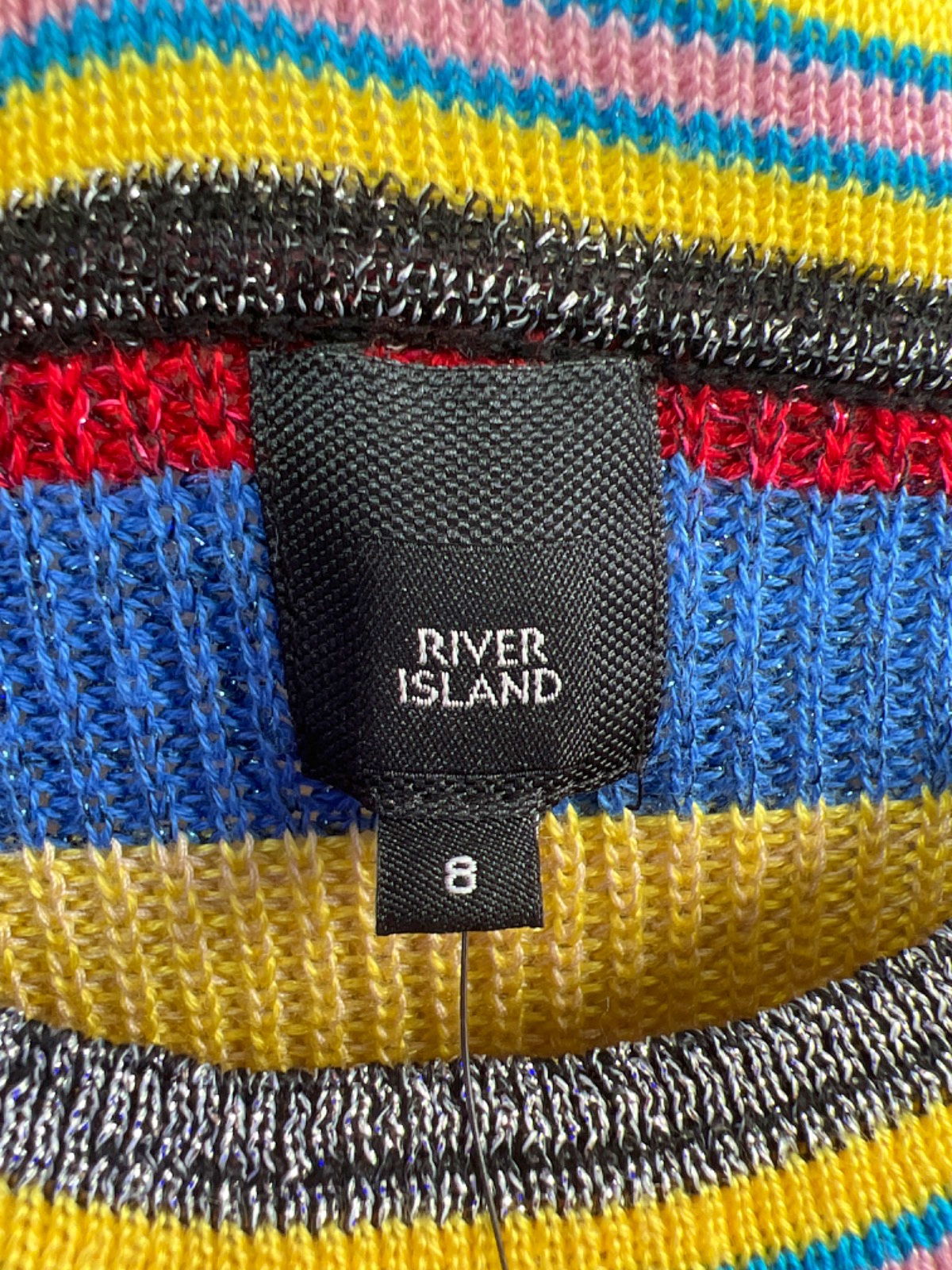 River Island Multi-Colour Striped RI Cocktail Loo Jumper UK 8