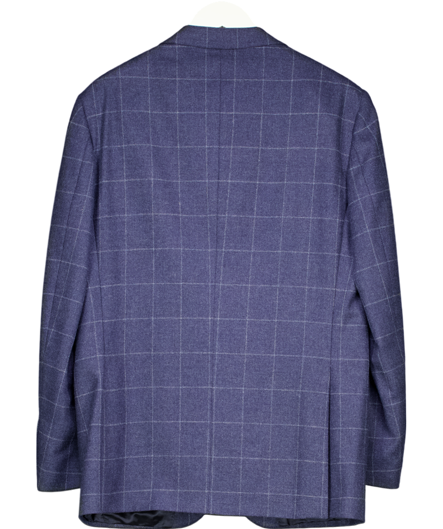 Harrods Blue Window Pane Check Wool & Cashmere Blazer UK 40" CHEST