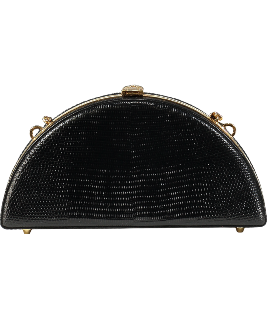 Aspinal Of London Luna Clutch Bag - Black Lizard