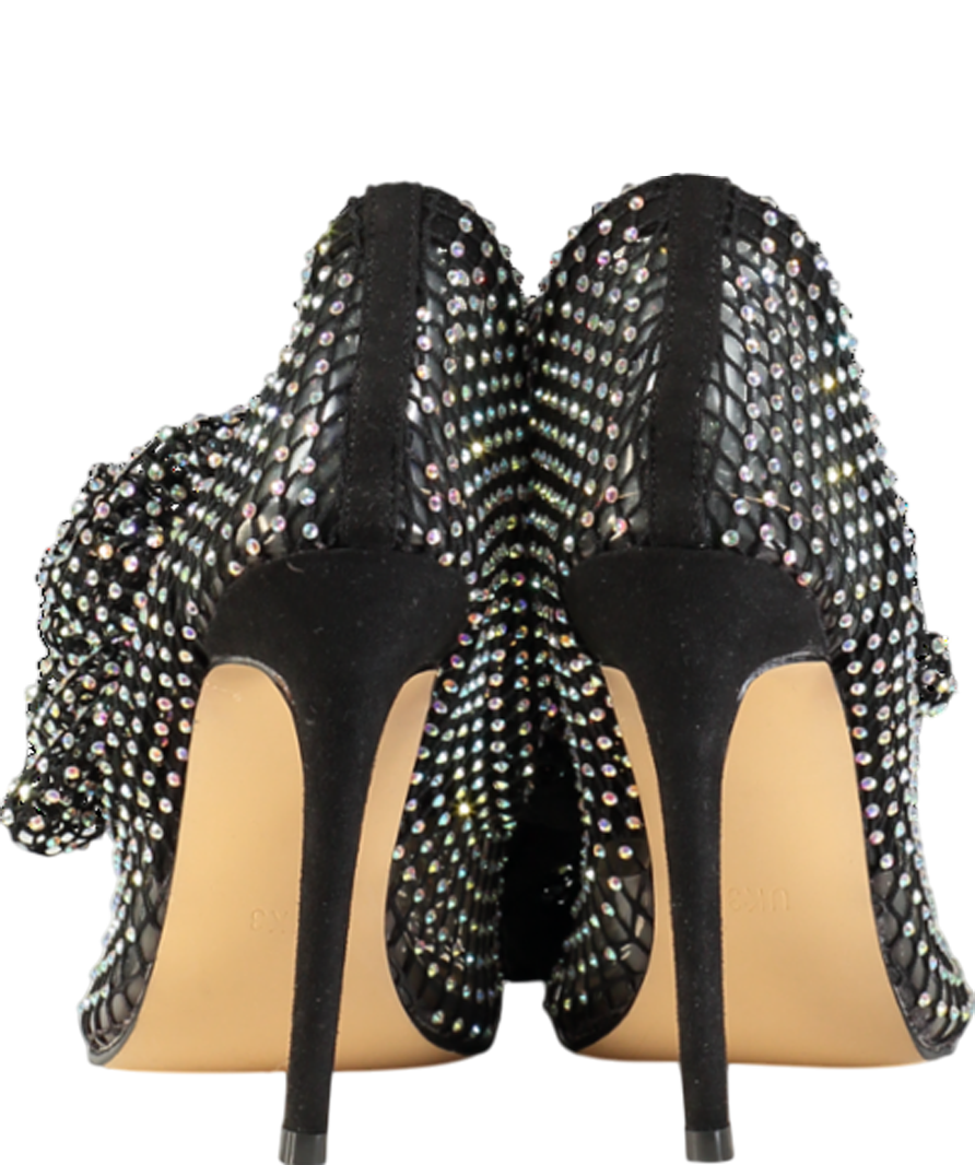 Ego Black Mesh Diamante Over The Knee Boots UK 3 EU 36 👠