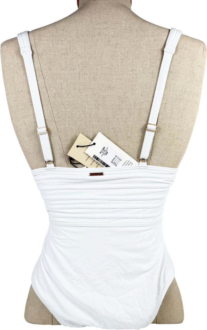 Sea level White De Luxe Plunge Longline One Piece UK 10