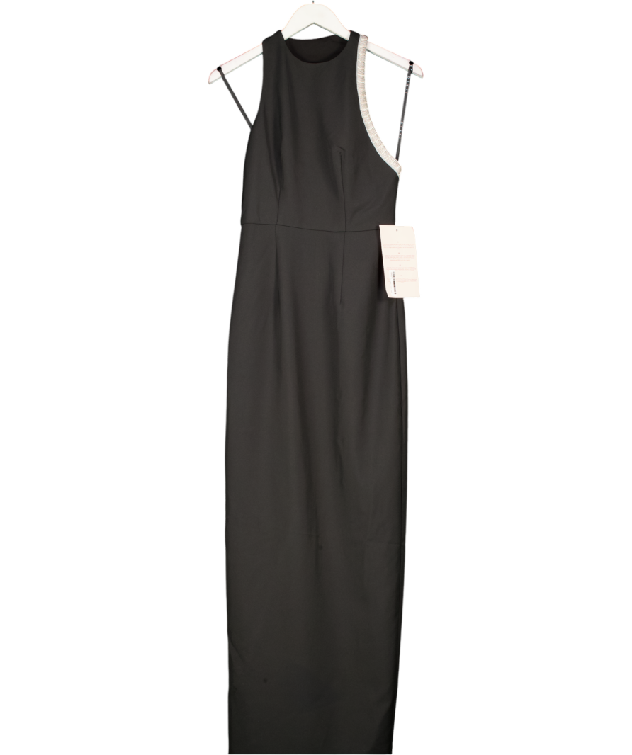 JARLO Black Asymmetric Beaded Detail Maxi Dress UK 8