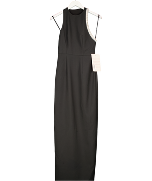 JARLO Black Asymmetric Beaded Detail Maxi Dress UK 8