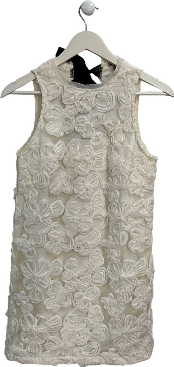 River Island Cream Floral Embroidery Mini Shift Dress UK 6