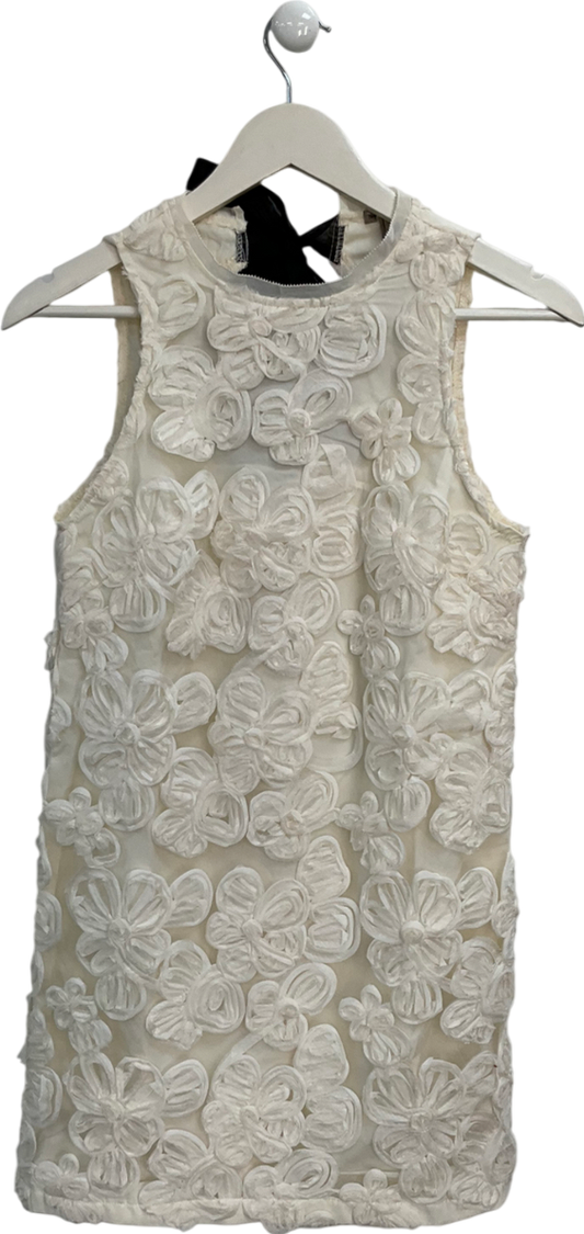 River Island Cream Floral Embroidery Mini Shift Dress UK 6