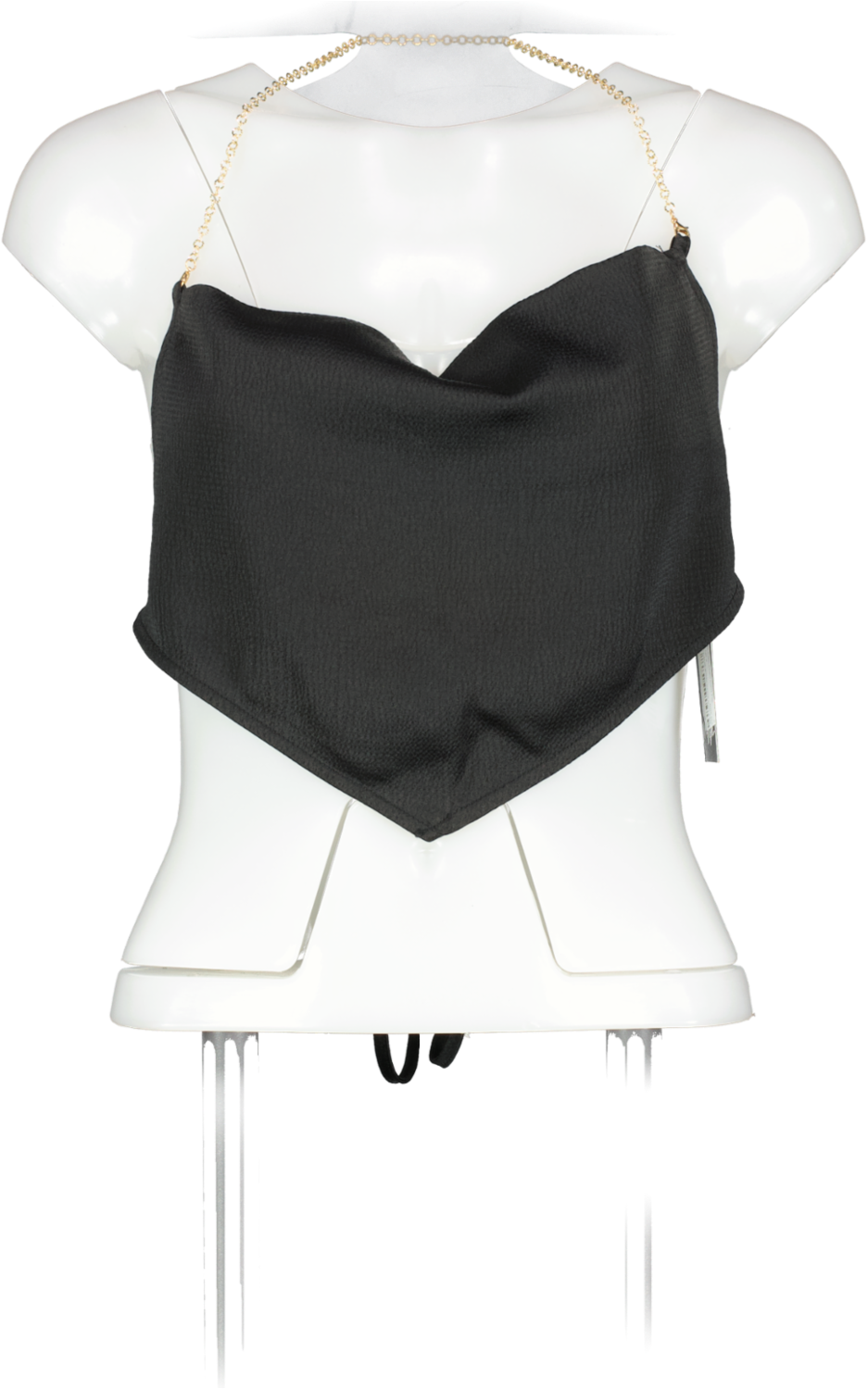 Nasty Gal Black Petite Crinkle Satin Chain Cami Top UK 4