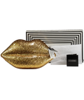 lulu guinness Metallic Perspex Lips Clutch Bag - Gold Glitter