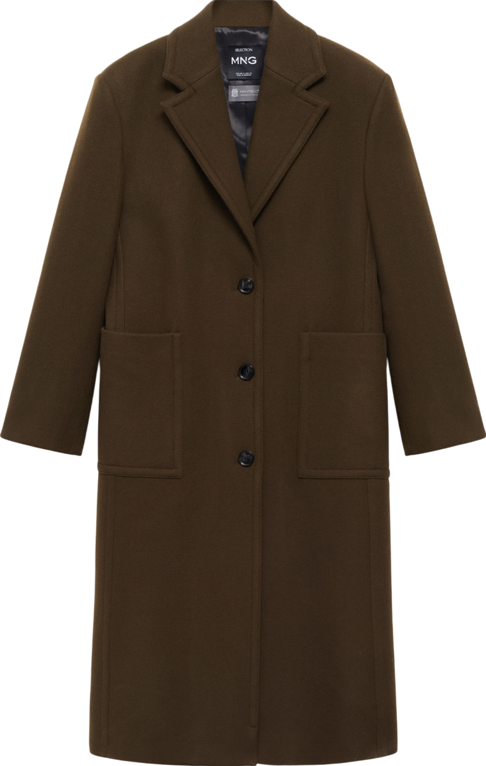 MANGO Green Virgin Wool Coat With Pockets UK M