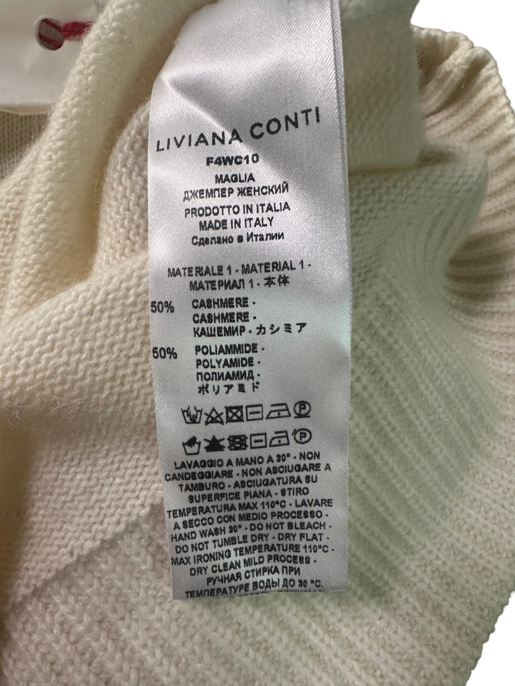 Liviana Conti White Cashmere Blend Sweater UK M