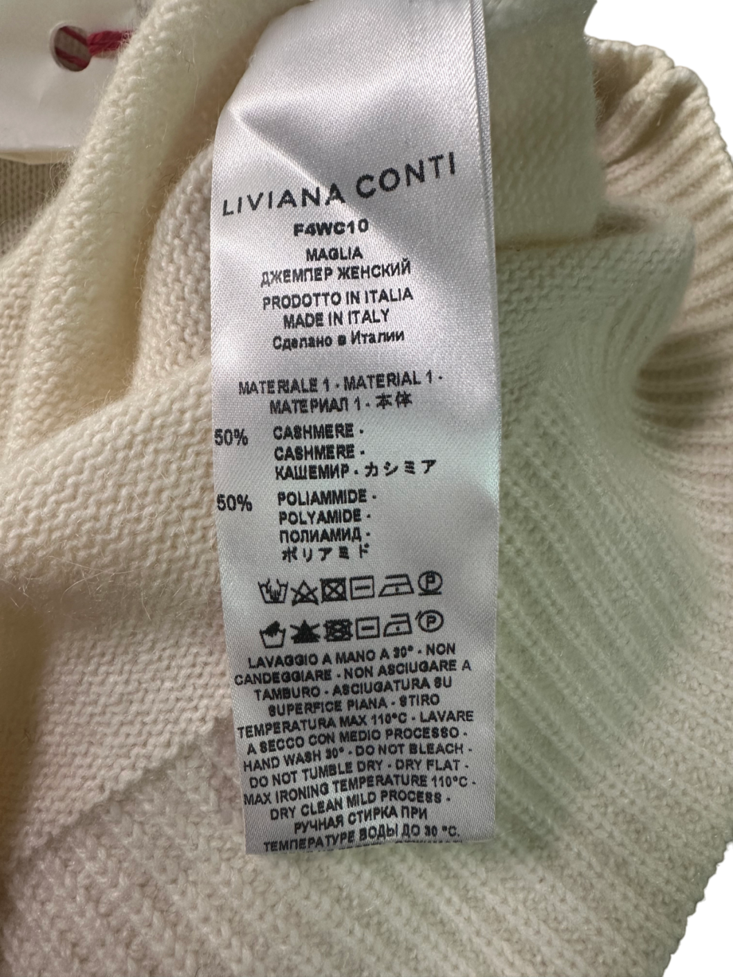 Liviana Conti White Cashmere Blend Sweater UK M