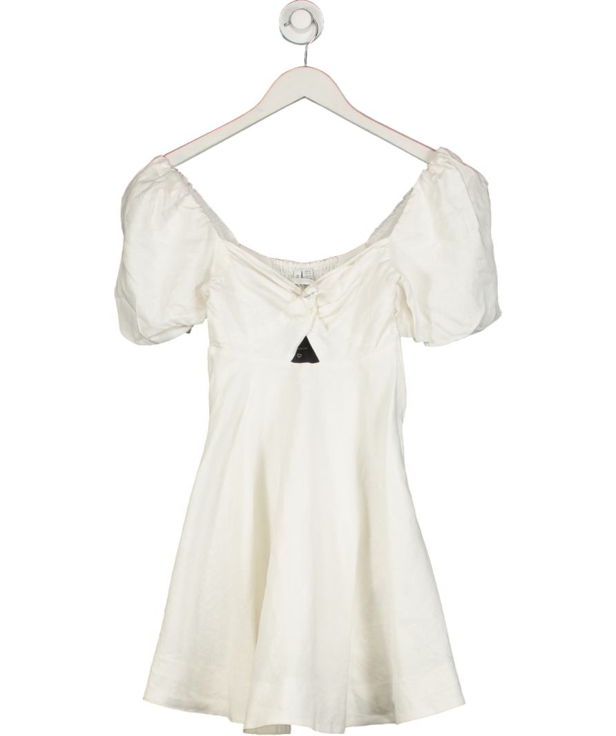 forever 21 White Twist Front Puff Sleeve Mini Dress UK 6