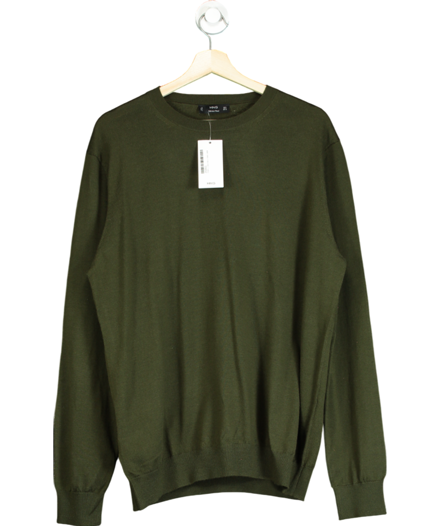 MANGO Green Merino Wool Washable jumper UK L