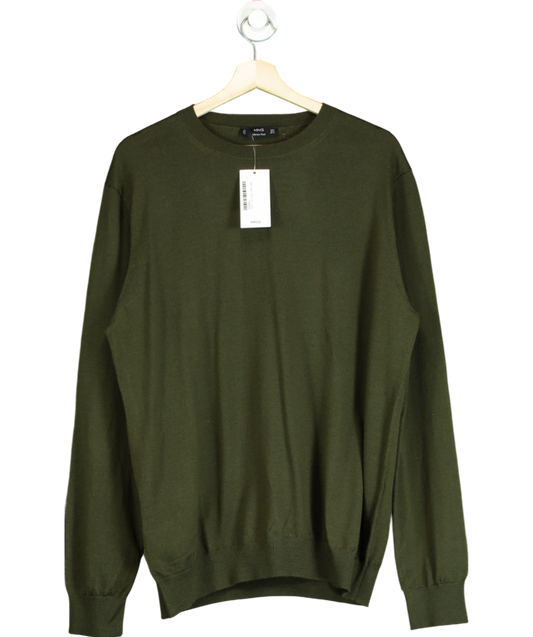 MANGO Green Merino Wool Washable jumper UK L