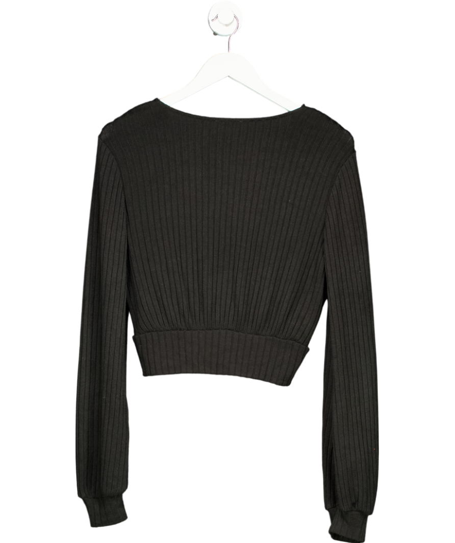 Privacy Please Black Ribbed Cardigan UK S