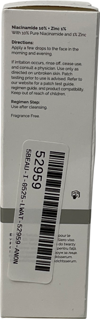 The Ordinary Niacinamide 10% & Zinc 1% 60ml 30ml