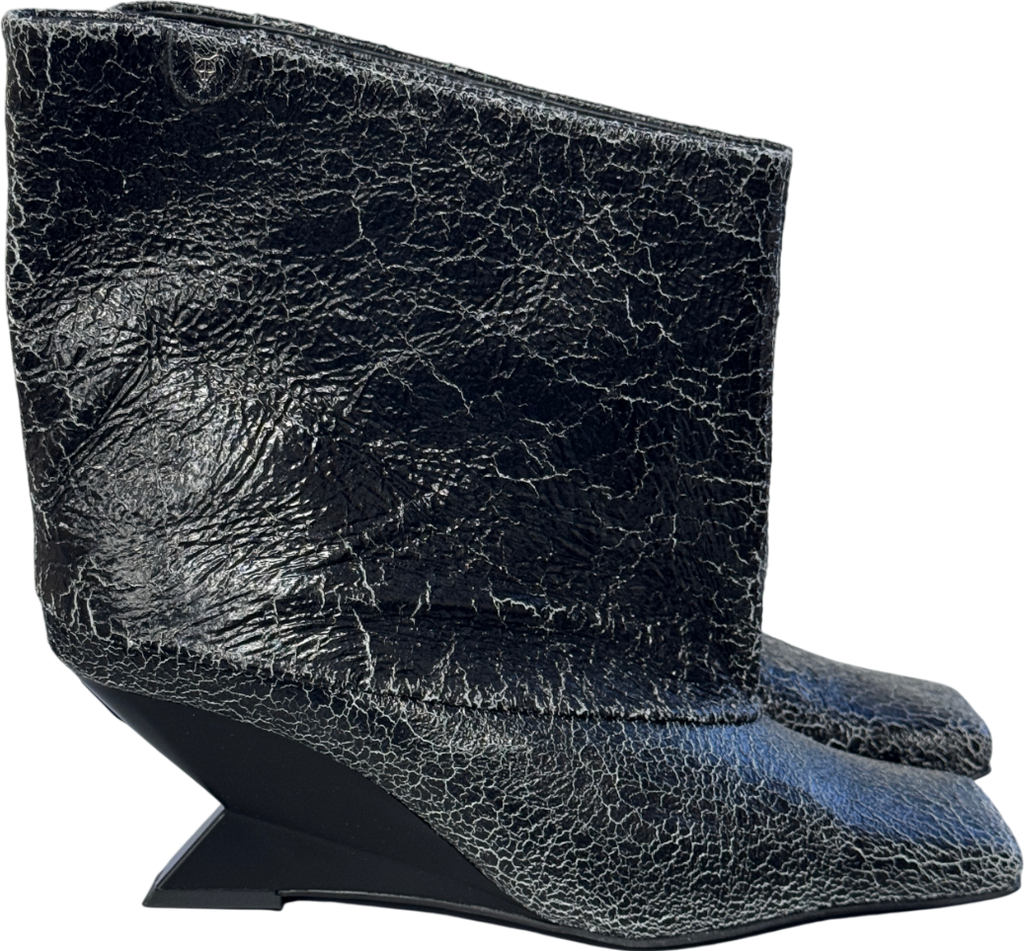 Naked Wolfe Shade Black Leather Wedge Boots UK 6 EU 39 👠