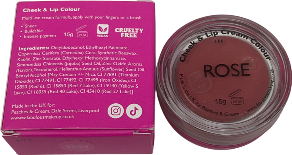 peaches and cream Cheek & Lip Cream Colour Rose 15g