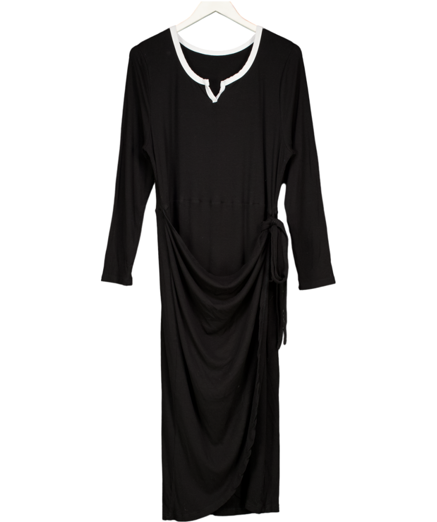 curvzy Black Ribbed Long Sleeve Split Hem UK XXXL