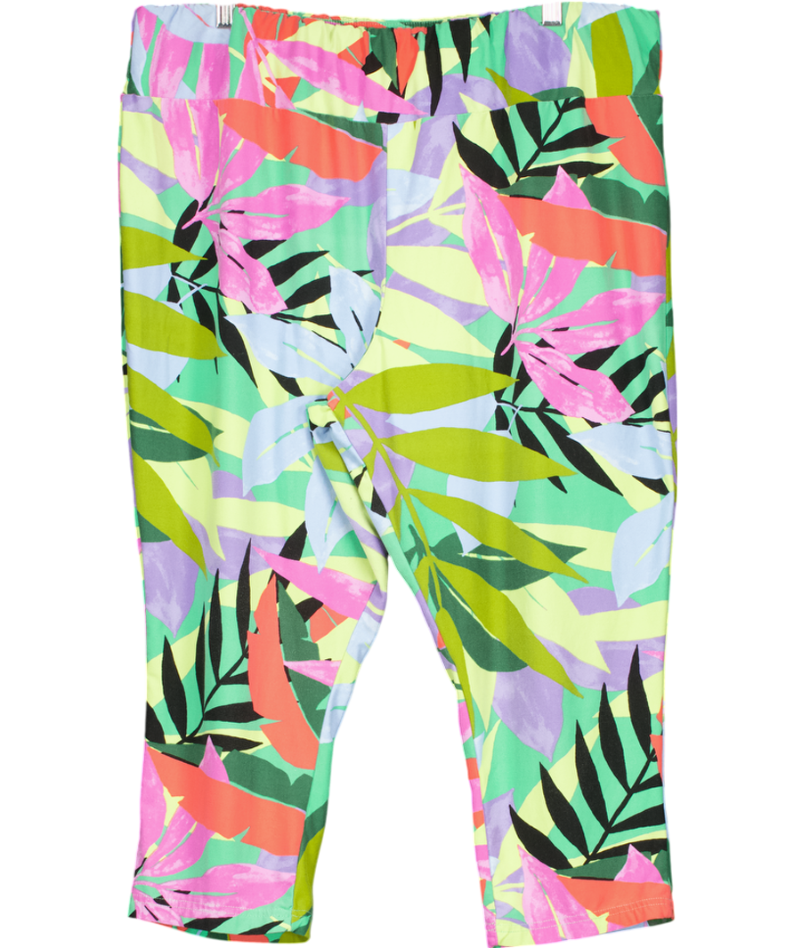 Terra & Sky Multicoloured Tropical Print Capri Leggings UK XXXL
