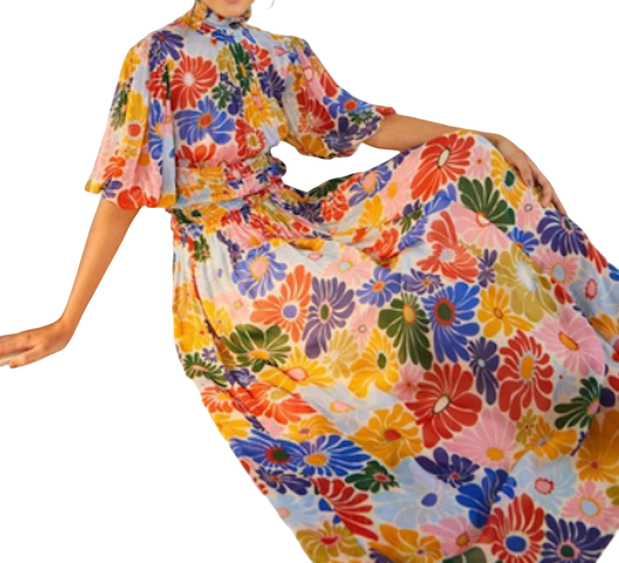 Farm Rio Multicoloured Sunny Daisy Sand Maxi Dress UK XL