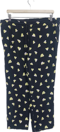 Bimba y Lola Black Heart Print Fluid Trousers UK 10