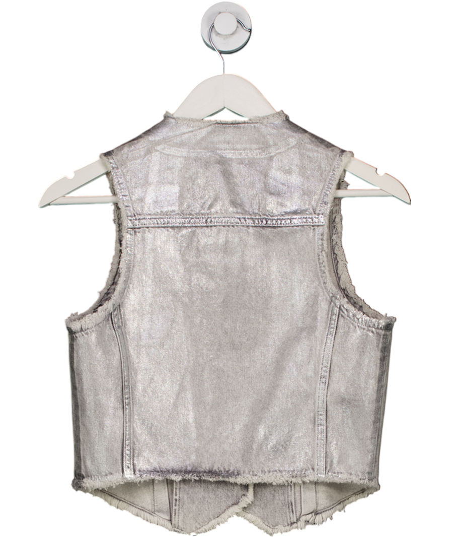 AllSaints Andrea Metallic Silver Waistcoat UK 6