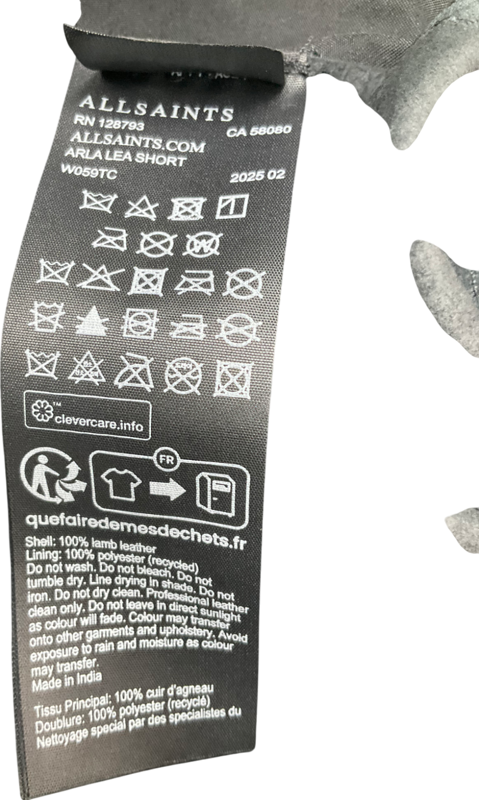 All Saints Black Arla Lea Leather Shorts UK 6