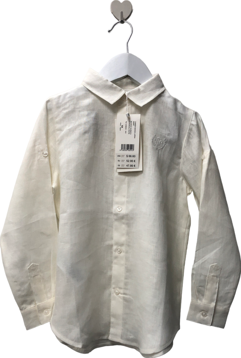 Tutto Piccolo Ivory Linen Monogrammed shirt 18-24 Mths