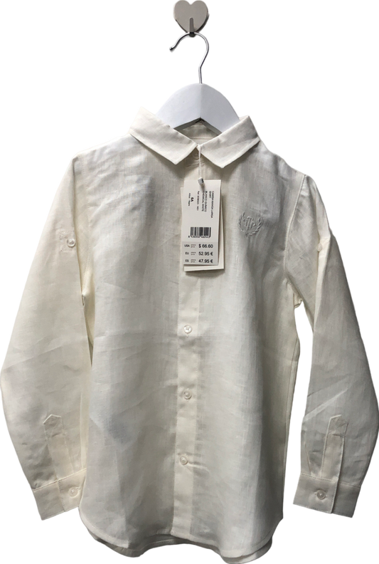 Tutto Piccolo Ivory Linen Monogrammed shirt 18-24 Mths