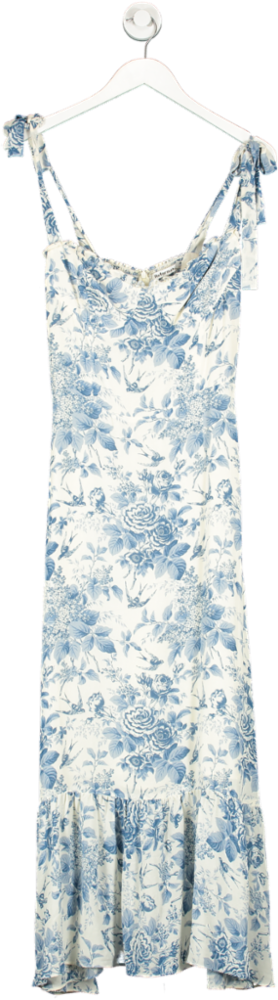 Reformation Blue Kourtney Dress In Pompadour Print UK 10