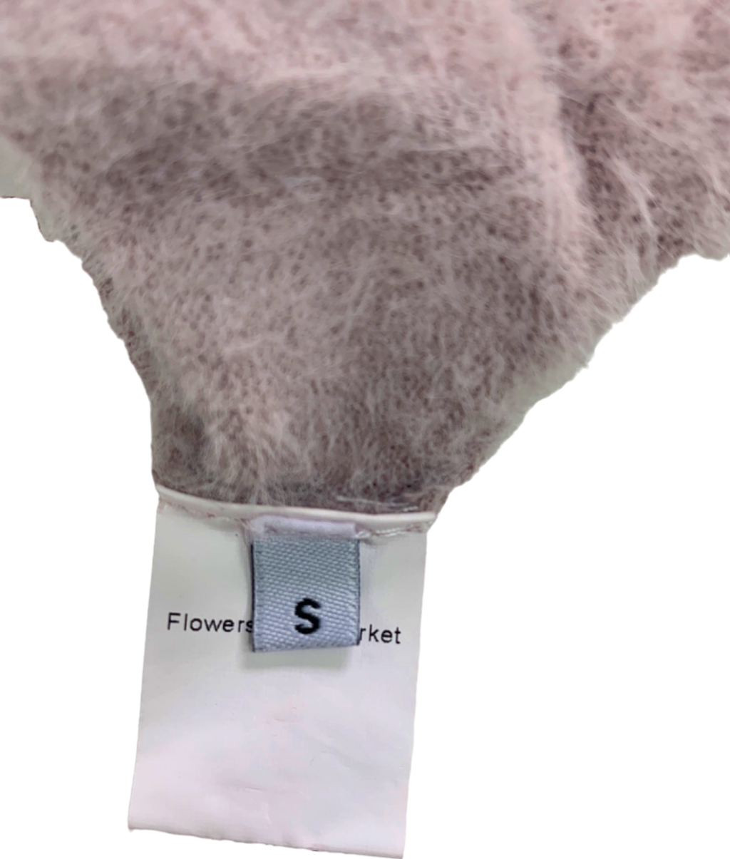 Flower & Bros Market Pink Fuzzy Cropped Cardigan S