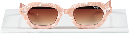 QUAY Pink Anything Goes Marble Slim Retro Sunglasses In Case One Size