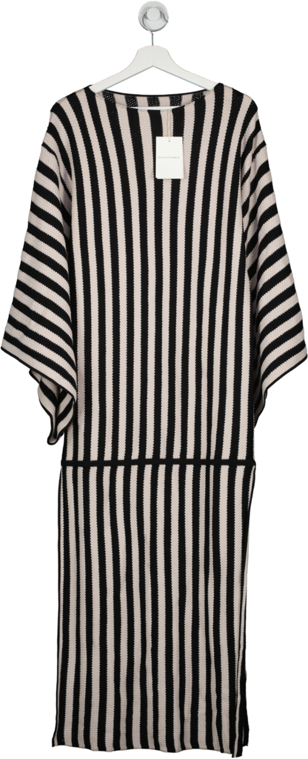 By Malene Birger Black Gerta Striped Wool Blend Dress UK M