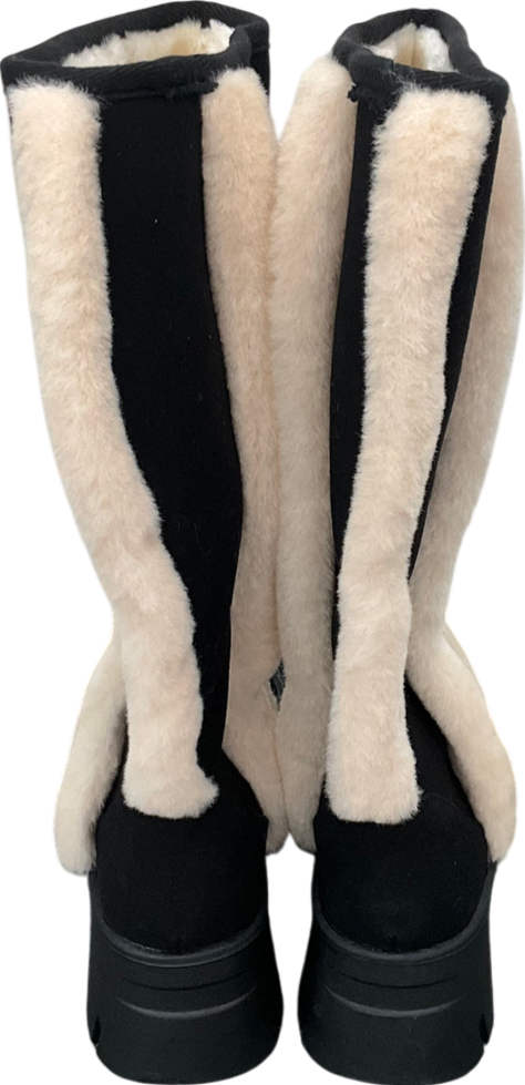 Ego Black Chunky Sole Boots With Faux Fur Trim UK 3 EU 36 👠
