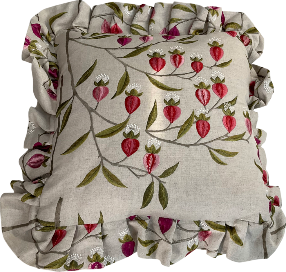 White Floral embroidered Cushion One Size