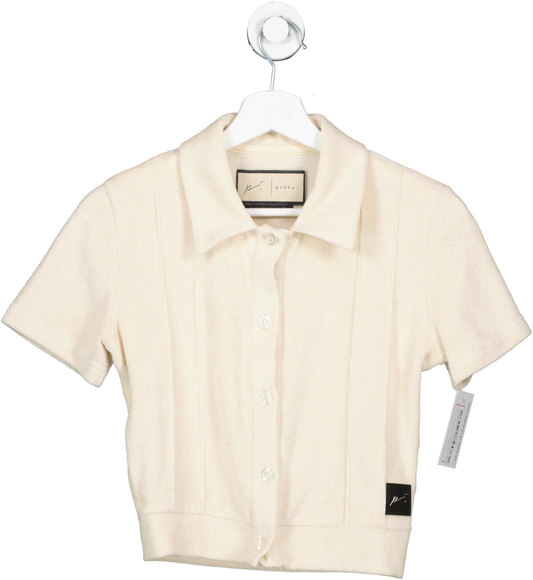 Prevu Beige Cotton Towelling Short Sleeve Shirt UK 6