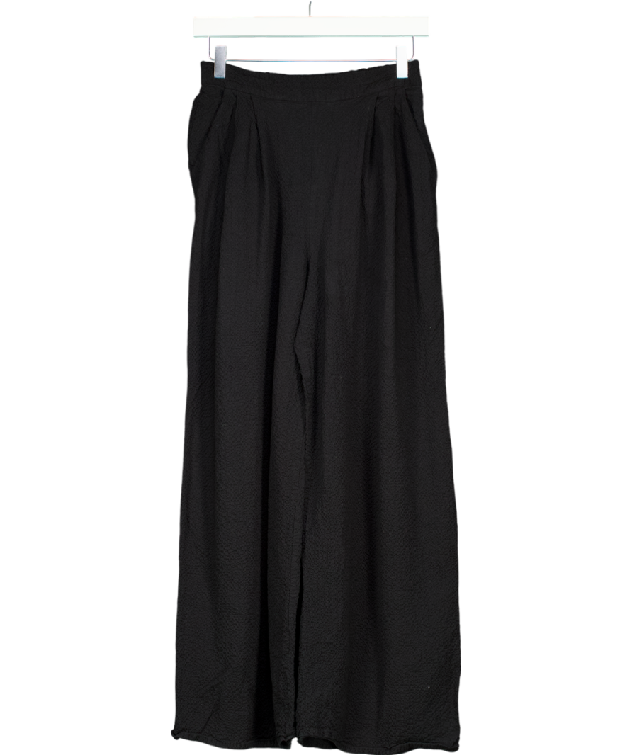 Nobody's Child Black Textured Wide Leg Trousers UK 10