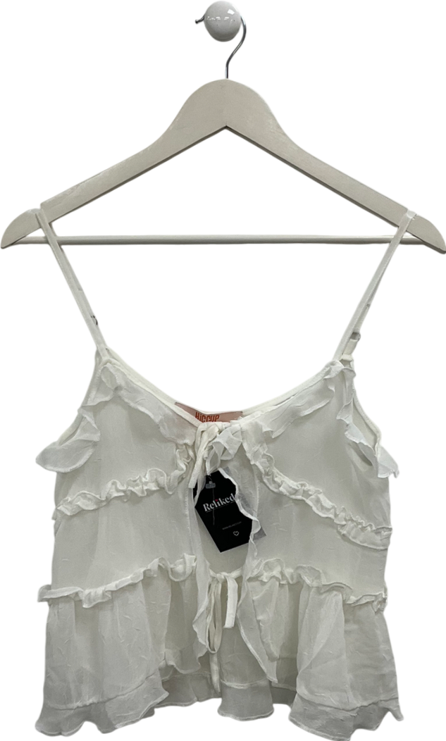 hiccup Cream Chiffon Tie Detail Blouse UK S