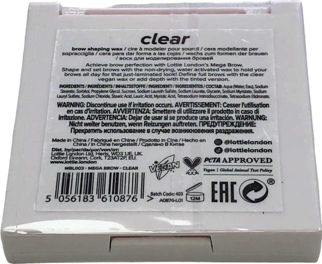 Lottie London Mega Brow Brow Shaping Wax Clear 3.4g