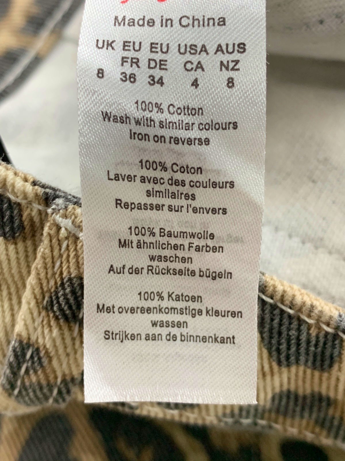 Pretty Little Thing Light Brown Leopard Print Denim Capris UK 8