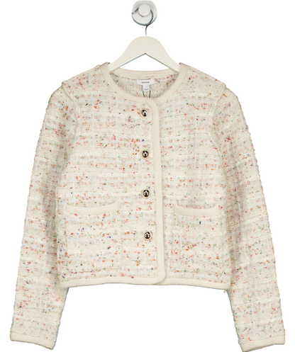 REISS Pink Felicity Tweed Cardigan UK S