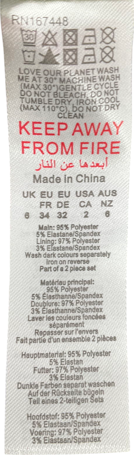 Misspap Green Premium Satin Shoulder Pad Split Skirt Co-ord UK 6