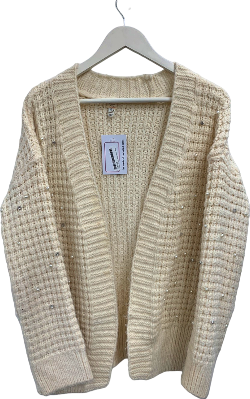 River Island Cream Sequin Knit Cardigan UK XS