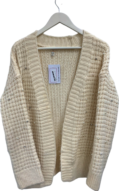 River Island Cream Sequin Knit Cardigan UK XS