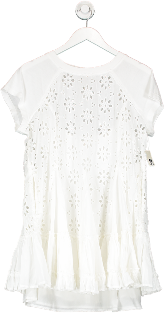Free People White Sadler Broderie Lined Mini Dress UK S