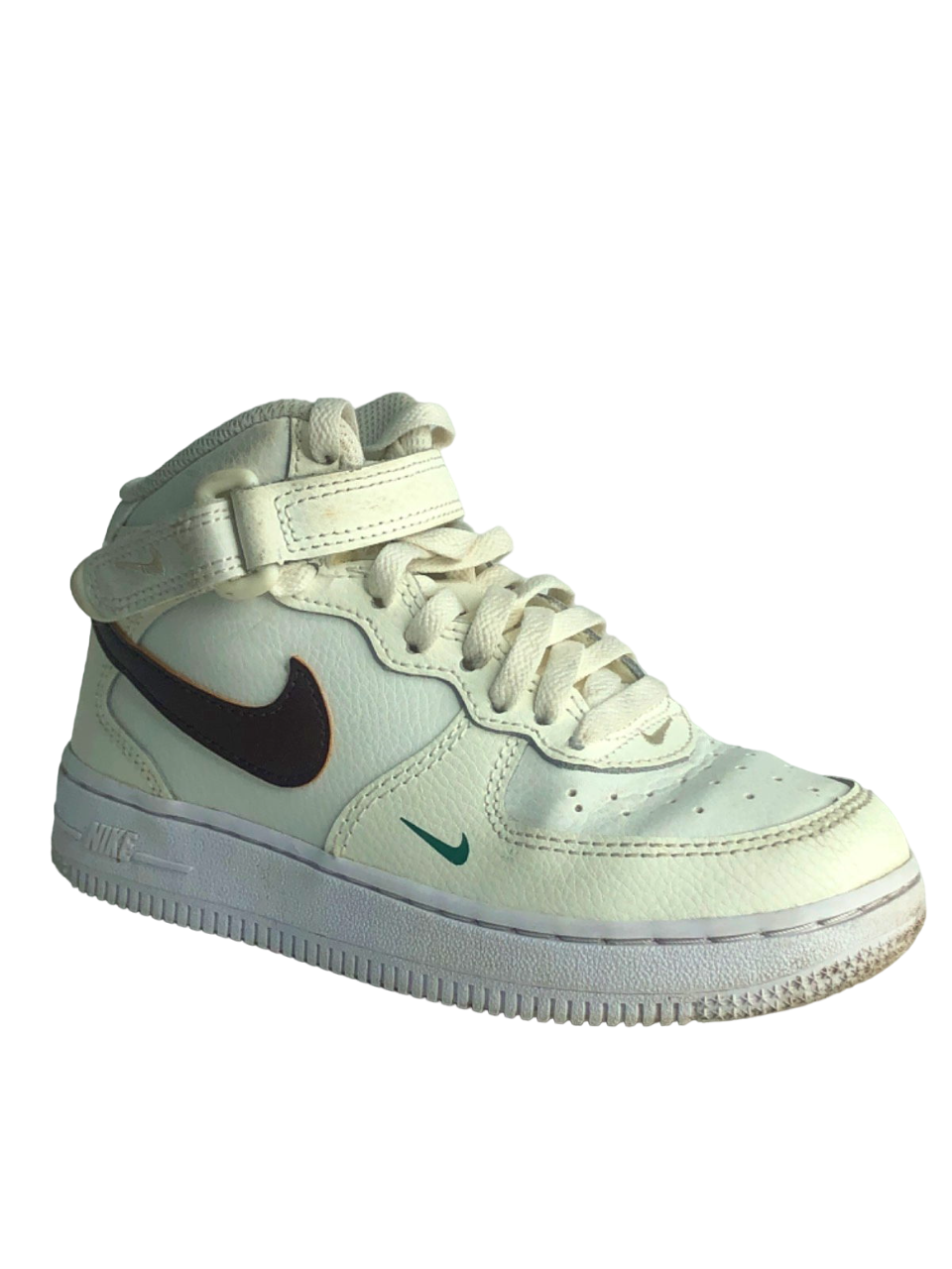 Nike Cream and Brown Air Force 1 Mid Sneakers UK 11.5 Kids