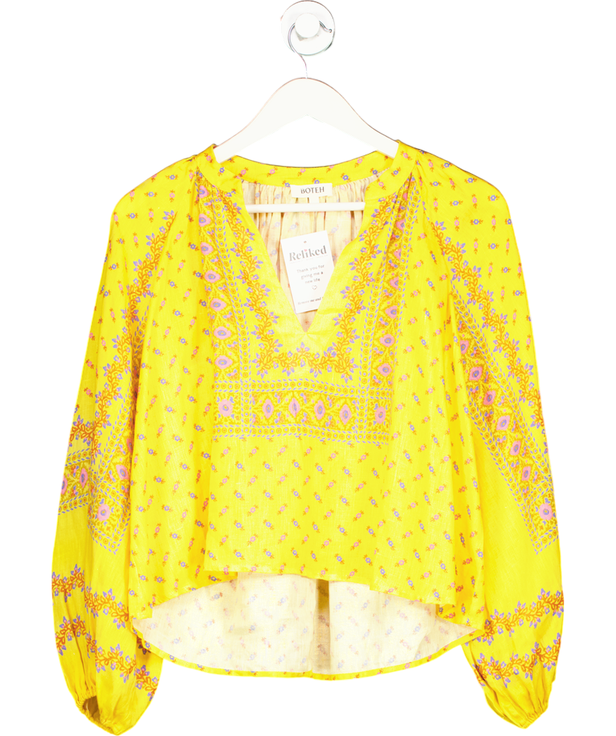 Boteh Yellow Bon Bon Smock Blouse UK 8