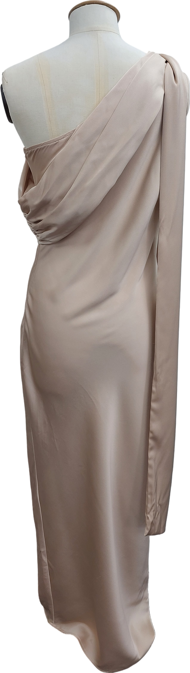 In The Style Nude Asymmetric Draped Neckline Maxi Dress UK 8