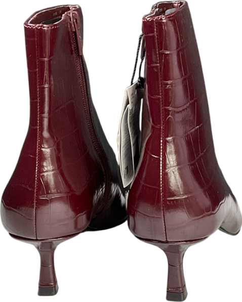 MANGO Red Kitten Heel Pointed Ankle Boots UK 6 EU 39 👠